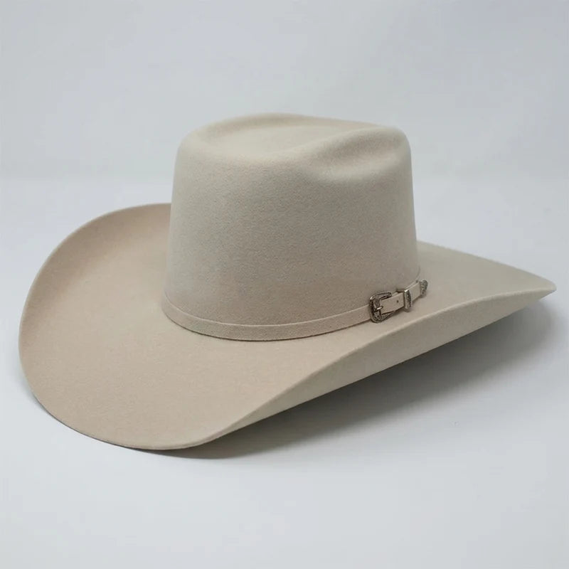 Cuernos Chuecos 6X Vakera Style Brick Crown Fur Felt Cowboy Hat - Silverbelly