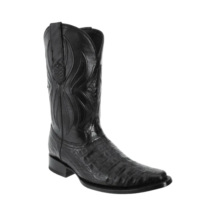 White Diamonds Men's Genuine Crocodile Belly 400 Square Toe Cowboy Boots – Black
