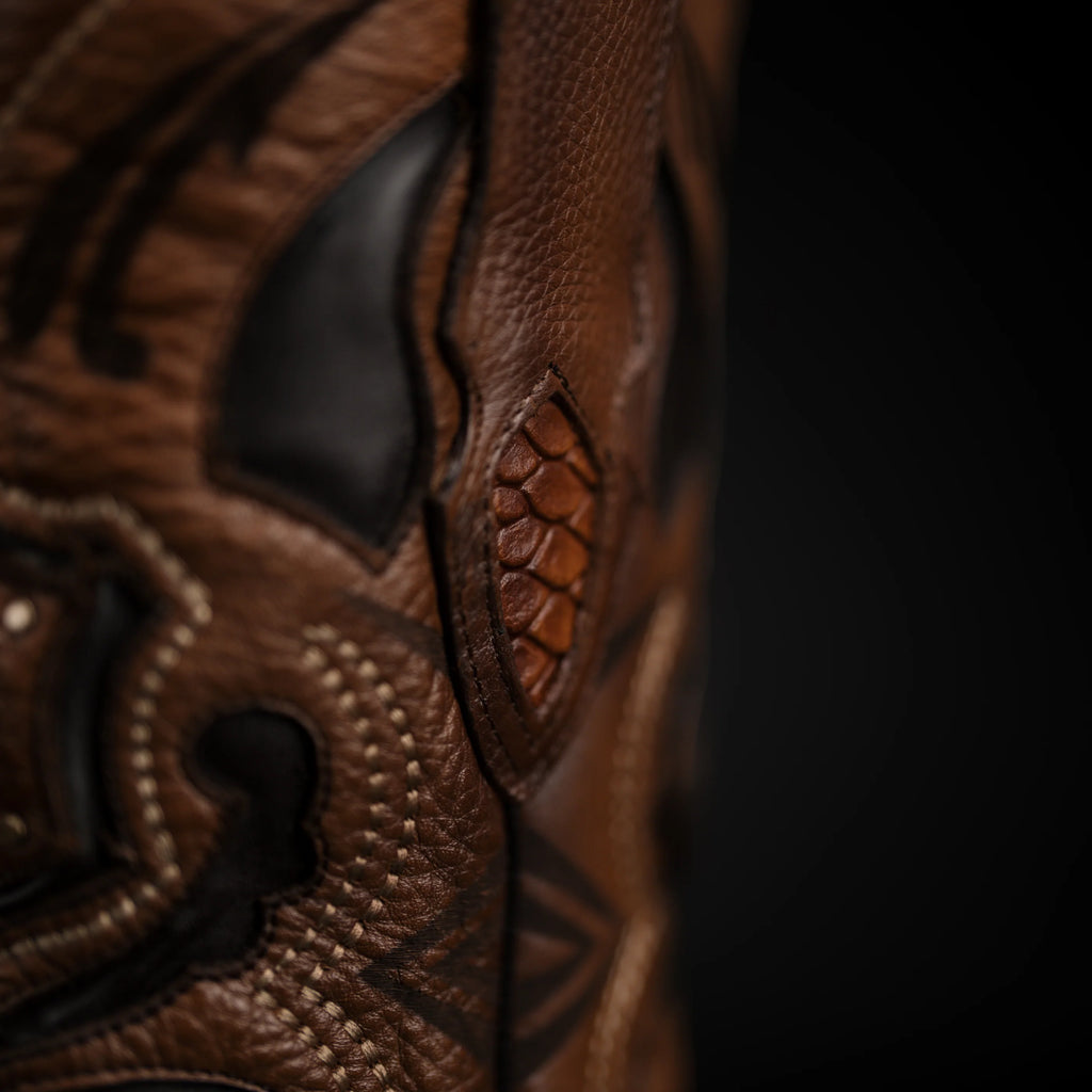 Men’s Rodeo Cartie Python Print Snakeskin Square Toe Boots - Honey