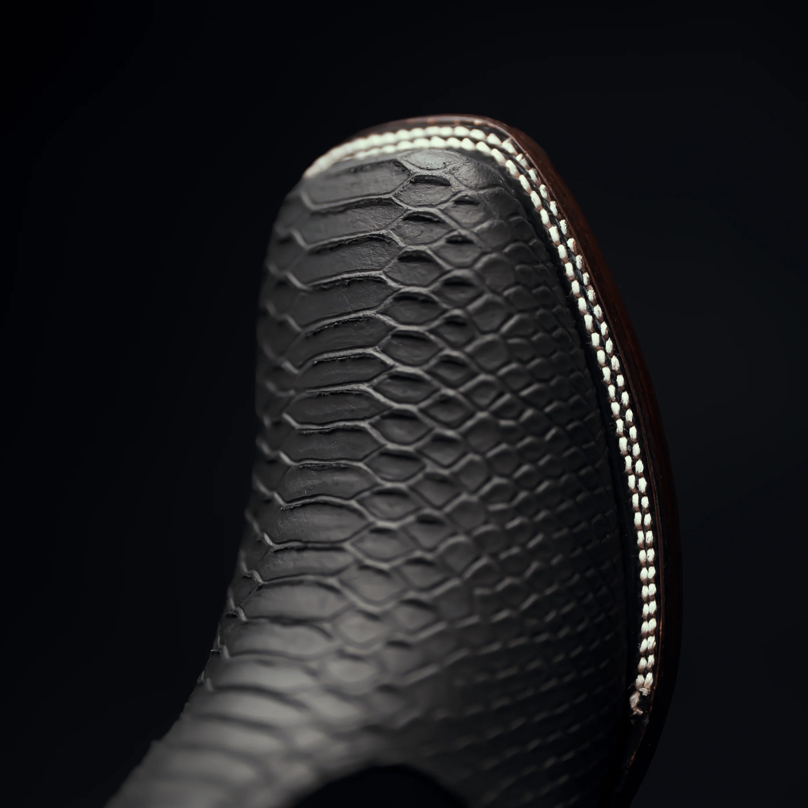 Men’s Rodeo Cartie Genuine Leather Python Print Square Toe Ankle Boots - Black