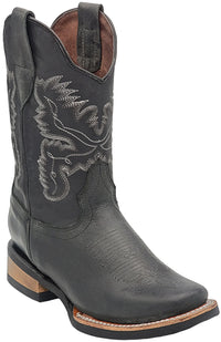 Silverton Kid's Fremont All Leather Square Toe Boots-Black