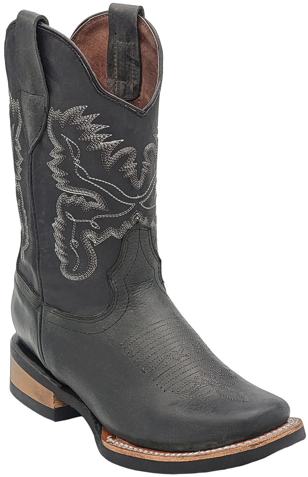 Silverton Kid's Fremont All Leather Square Toe Boots-Black