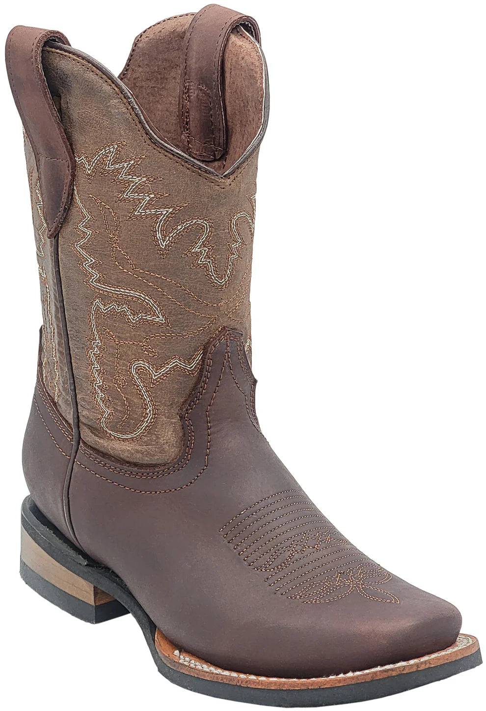 Silverton Kid's Fremont All Leather Square Toe Boots-Brown