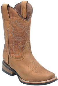 Silverton Kid's Fremont All Leather Square Toe Boots-Tobacco