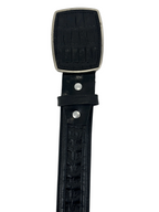 Caiman Alligator Crocodile Print Western Belt with Removable Buckle - Black