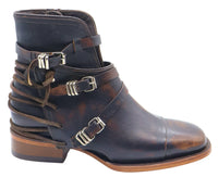 Women´s Silverton Gipsy All Leather Wide Square Toe Short Boots-Black/Brown