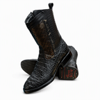 A&A Western Wear Men's Crocodile Print Zip Oval toe Boots – Black