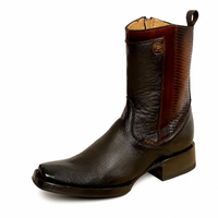 A&A Western Wear Men's Leather Zip Square Toe Boots – Brown