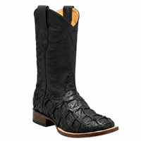 White Diamonds Men's Genuine Pirarucu Square Toe Rodeo Cowboy Boots – Black