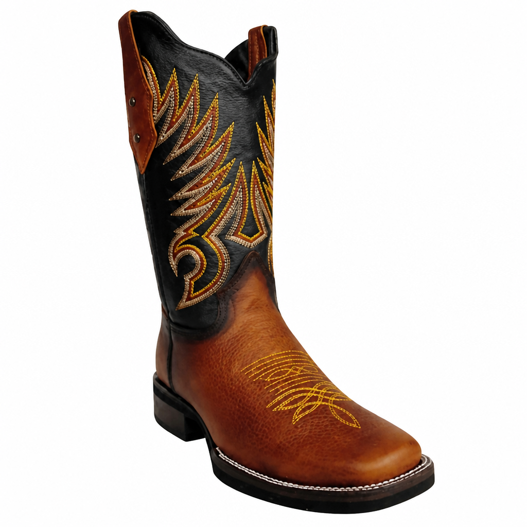 White Diamonds Men's Napa Leather Square Toe Rodeo Cowboy Boots – Almond