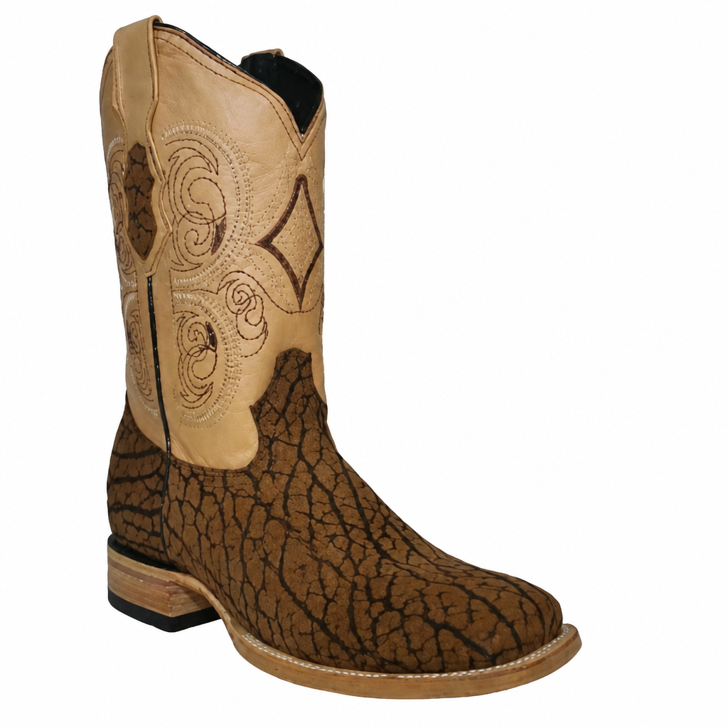 White Diamonds Men's Bull Neck Leather Square Toe Rodeo Cowboy Boots – Cognac