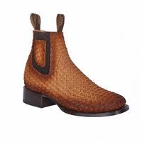 White Diamonds Men's Woven Leather Square Toe Rodeo Ankle Boots – Smoke Taupe