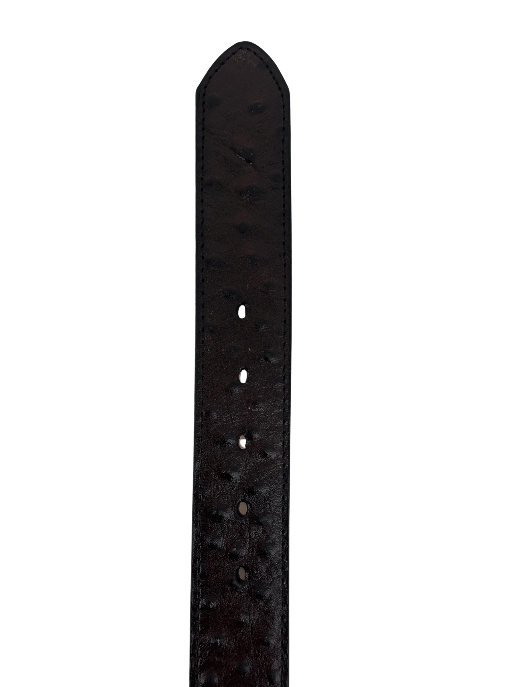 Full Quill Ostrich Skin Print Western Belt with Removable Buckle - Brown