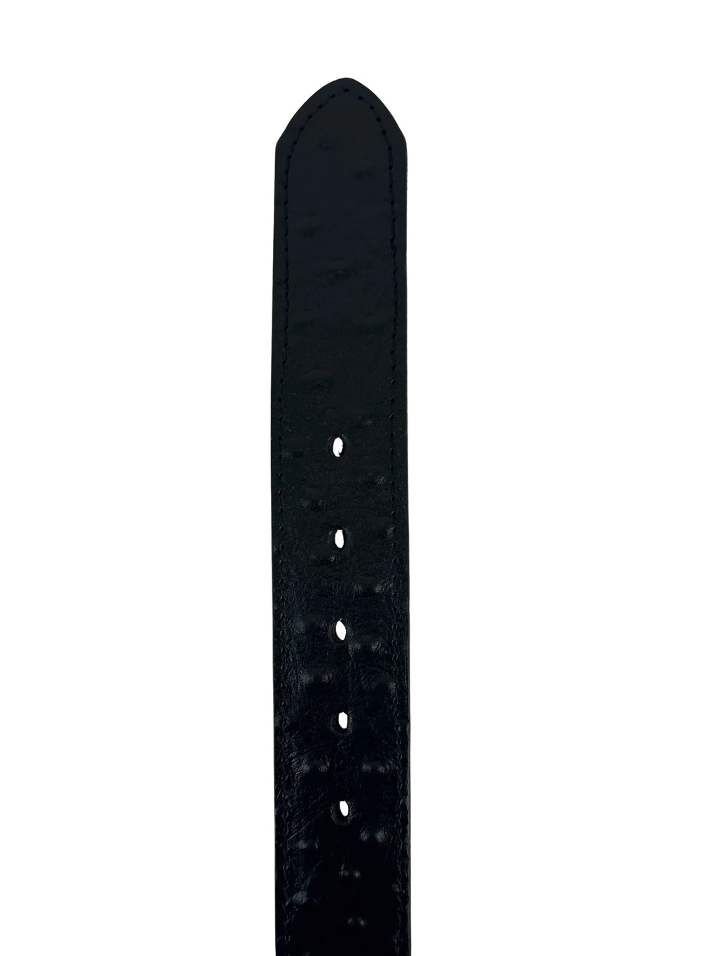 Full Quill Ostrich Skin Print Western Belt with Removable Buckle - Black