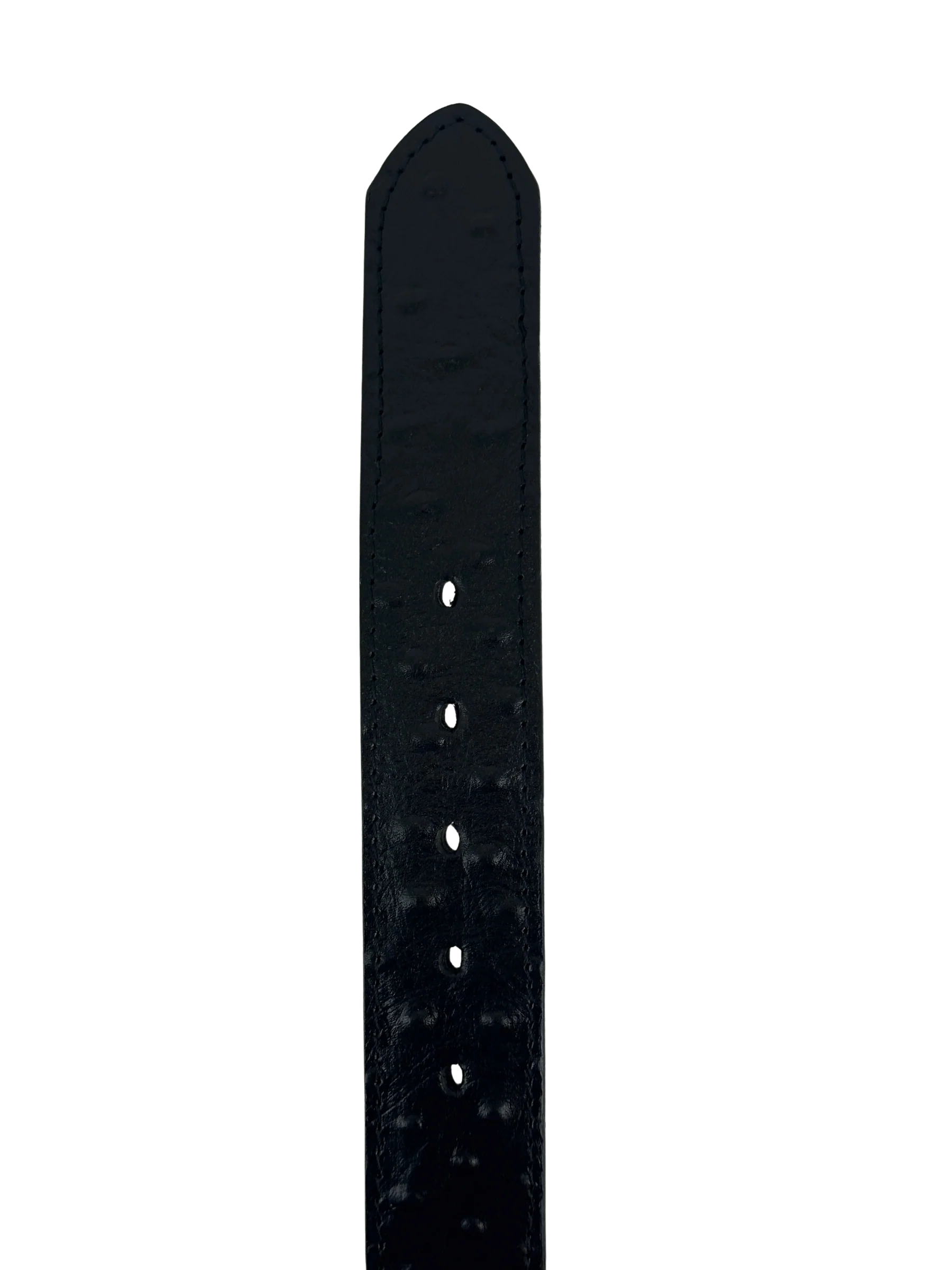 Full Quill Ostrich Skin Print Western Belt with Removable Buckle - Black