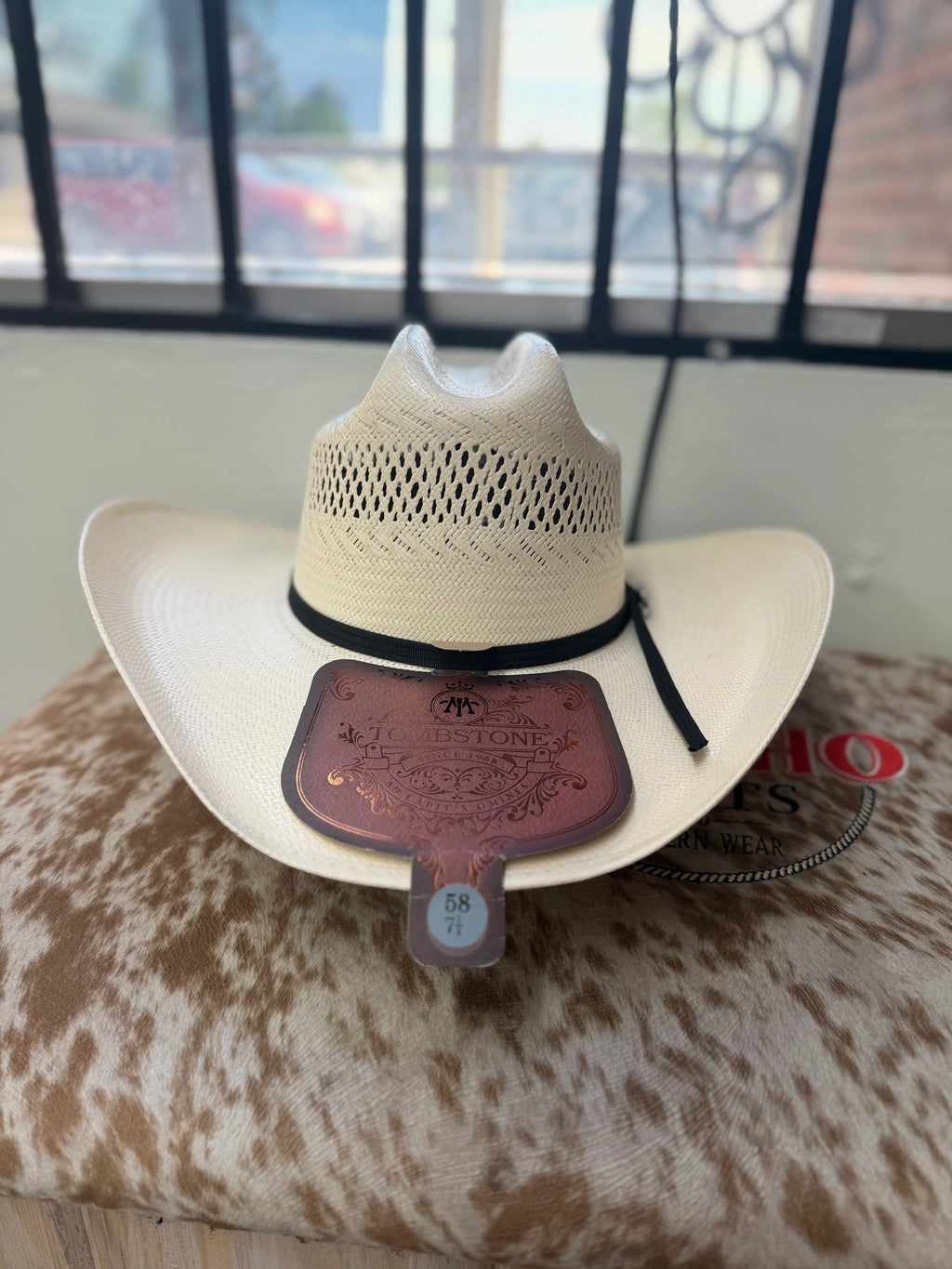 Men’s Tombstone 30X Mustang 3056 Style Vented Western Cowboy Shantung Straw Hat