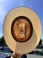 White Diamonds 100,000X Panama San Judas Style Cowboy Shantung Straw Hat Brim 3"