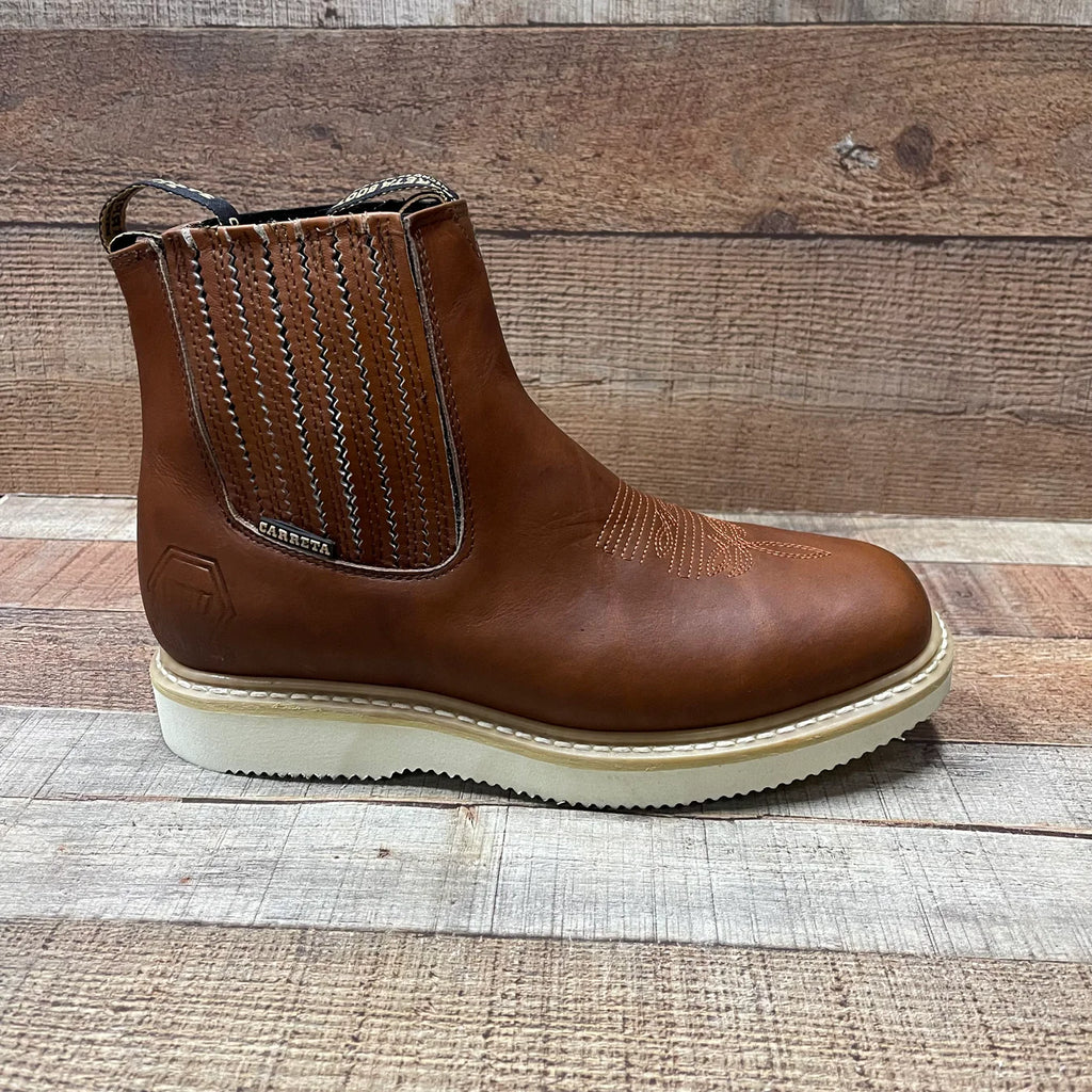Men's Work Square Toe Boots Light Pull On Leather Ankle Boot Est. 916