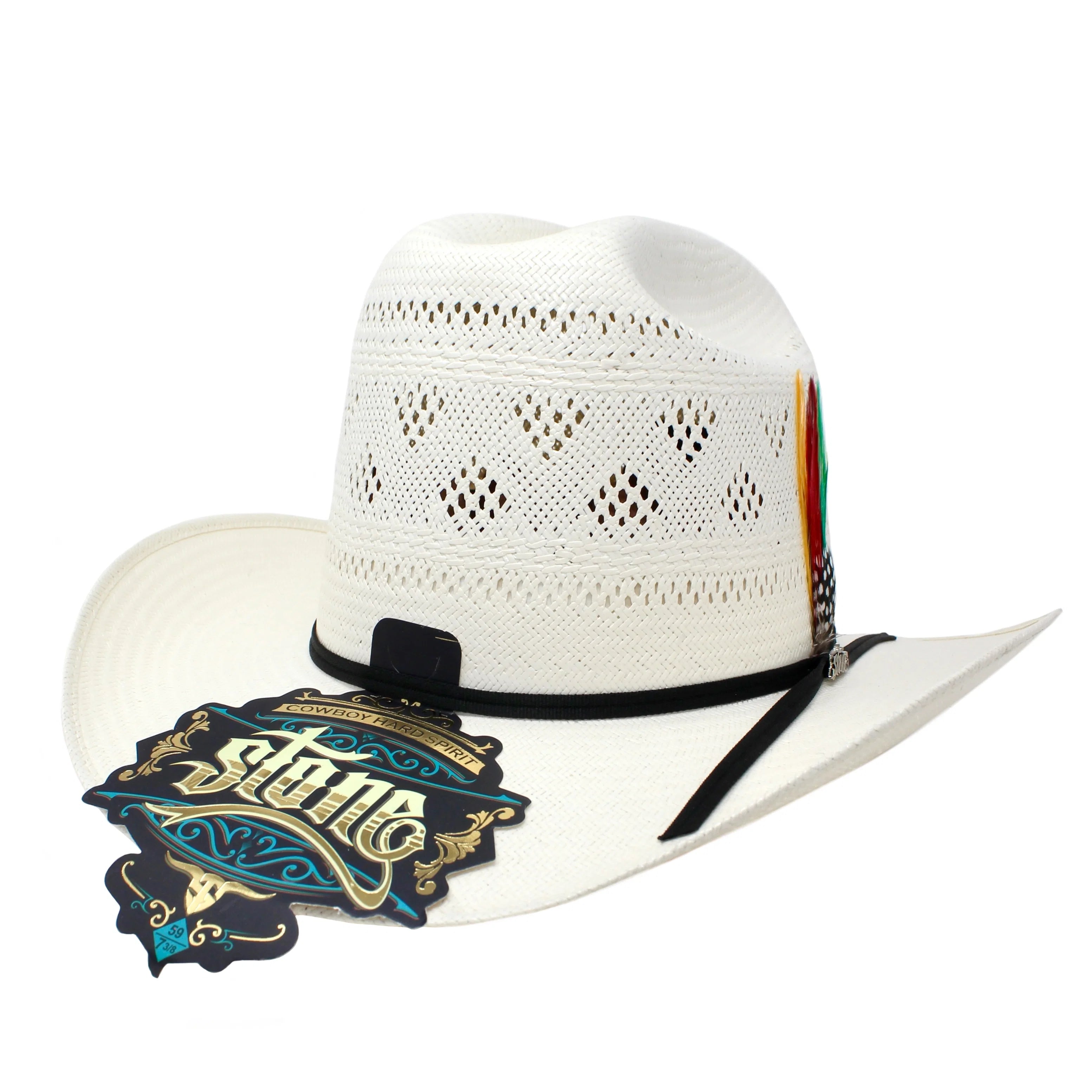 Stone 100X El Patron Style Vented Western Cowboy Shantung Straw Hat