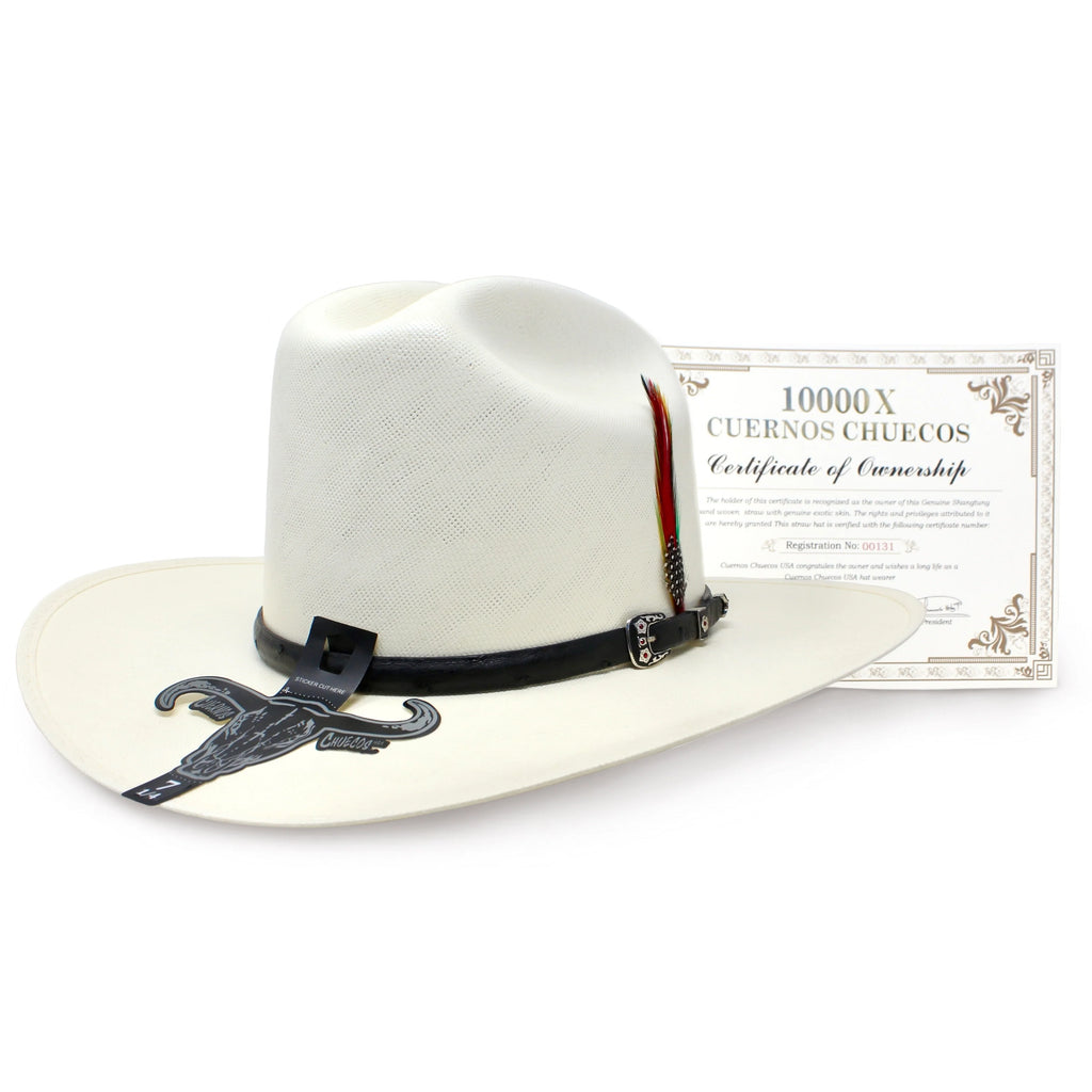 Men’s Cuernos Chuecos 10,000X Johnson Style Straw Cowboy Hat DeLuxe