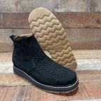 Men's Work Black Double Zipper Handwoven Genuine Leather Oil/Water Resistant Est. 33