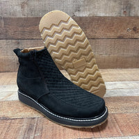 Men's Work Black Double Zipper Handwoven Genuine Leather Oil/Water Resistant Est. 33