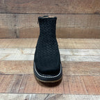 Men's Work Black Double Zipper Handwoven Genuine Leather Oil/Water Resistant Est. 33