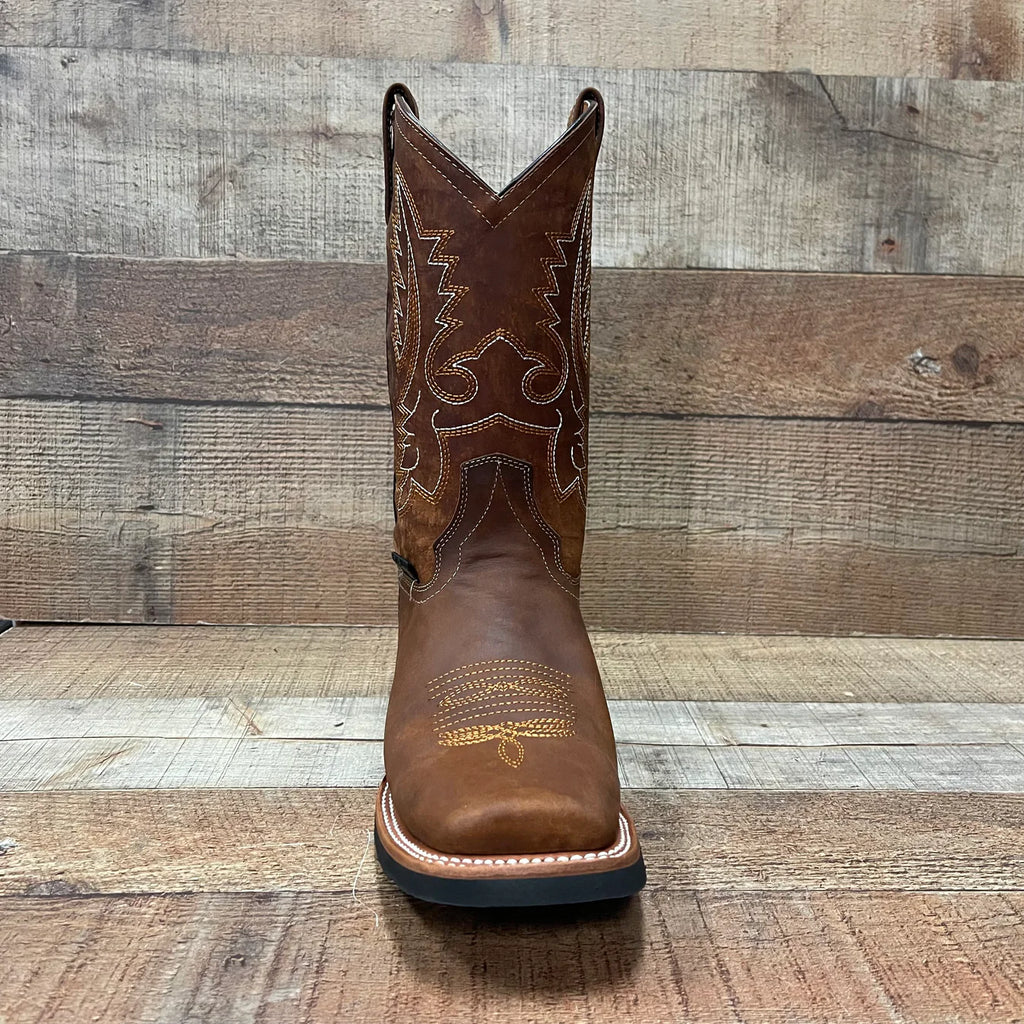 Men's Western Rodeo Cowboy Genuine Leather Boots Square Toe Est. 387 Tan