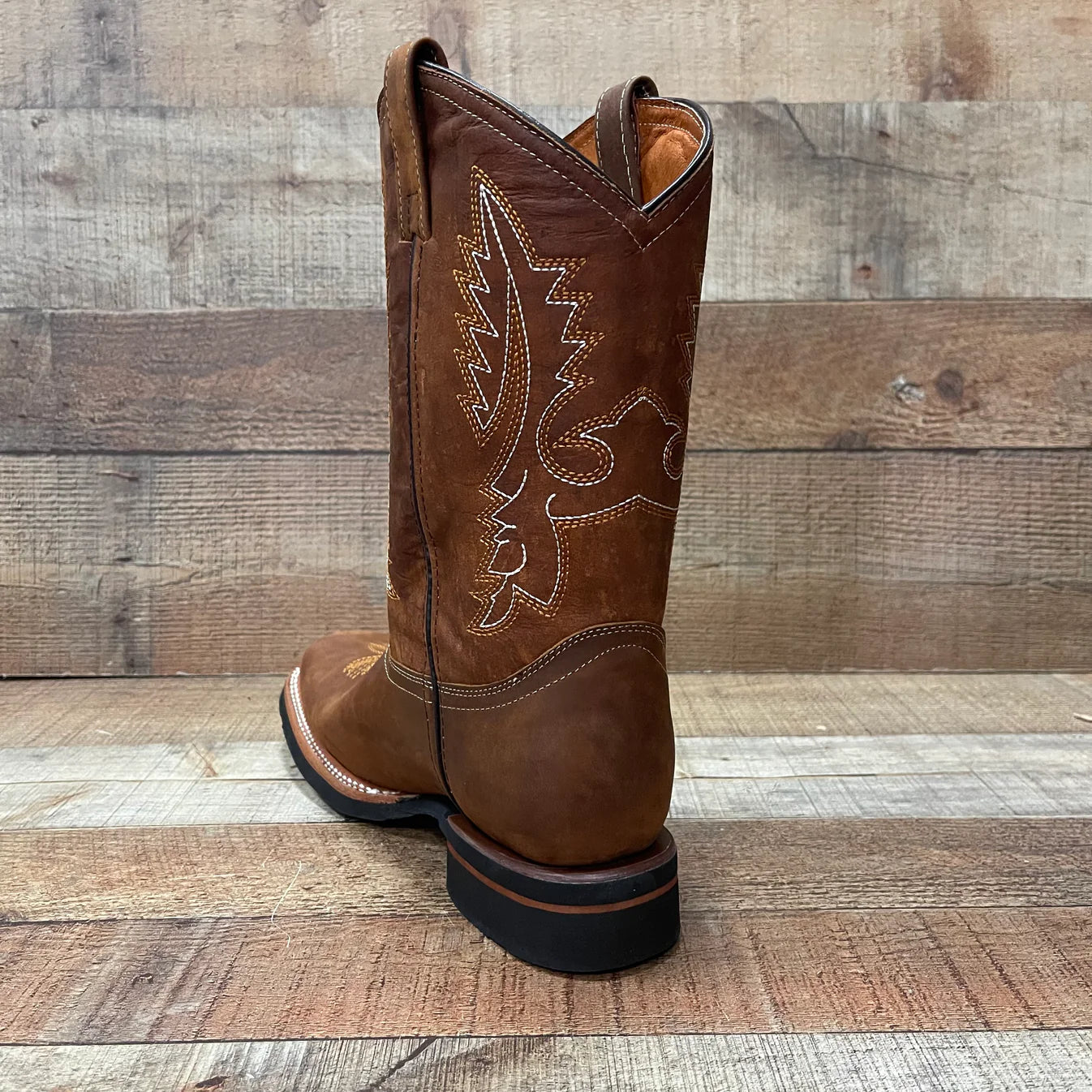 Men's Western Rodeo Cowboy Genuine Leather Boots Square Toe Est. 387 Tan