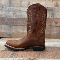 Men's Western Rodeo Cowboy Genuine Leather Boots Square Toe Est. 387 Tan