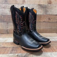 Men's Western Rodeo Cowboy Genuine Leather Boots Square Toe Est. 387 Black