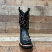 Men's Western Rodeo Cowboy Genuine Leather Boots Square Toe Est. 387 Black