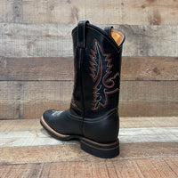 Men's Western Rodeo Cowboy Genuine Leather Boots Square Toe Est. 387 Black