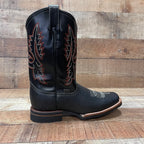 Men's Western Rodeo Cowboy Genuine Leather Boots Square Toe Est. 387 Black