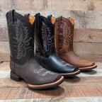 Men's Western Rodeo Cowboy Genuine Leather Boots Square Toe Est. 387 Tan