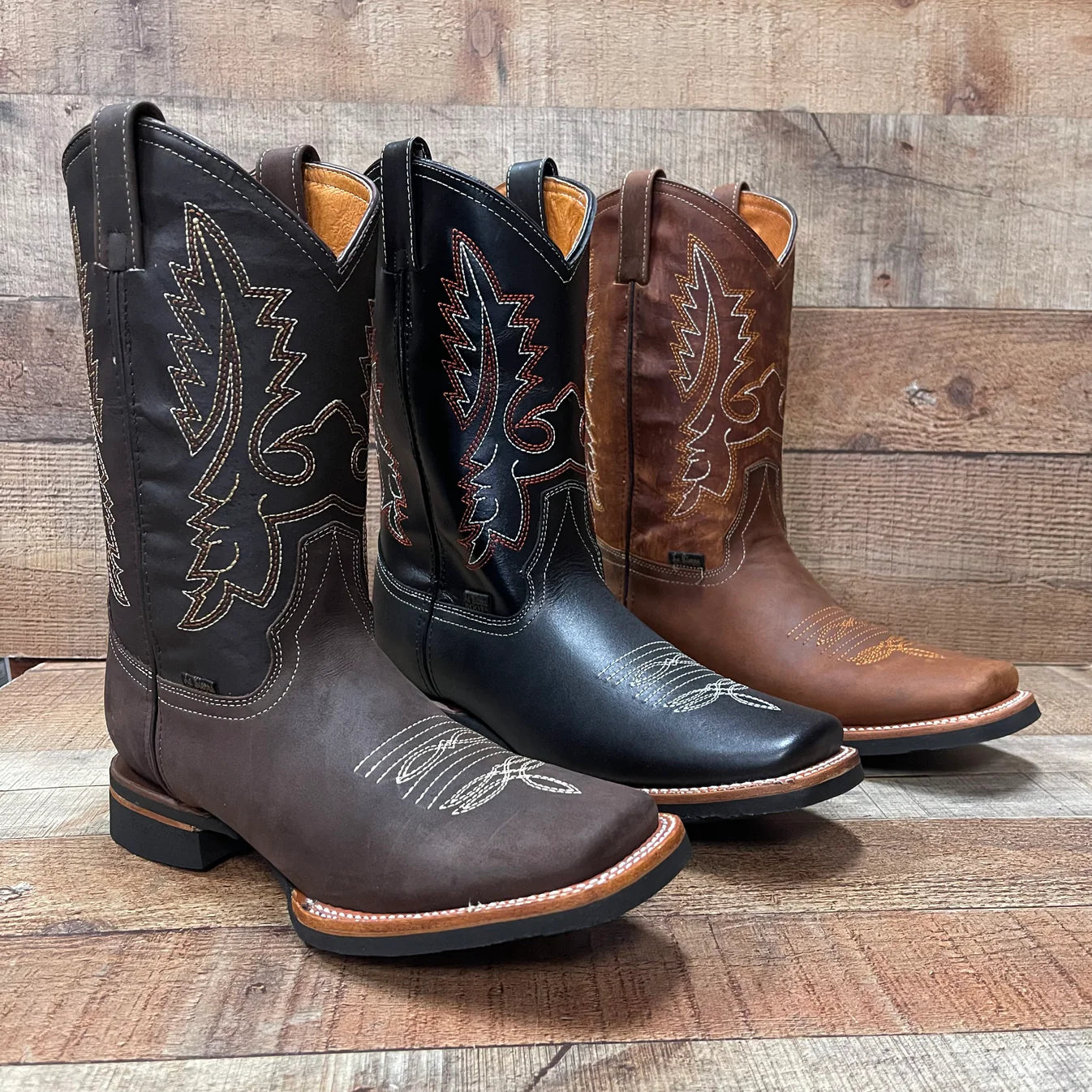 Men's Western Rodeo Cowboy Genuine Leather Boots Square Toe Est. 387 Tan