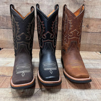 Men's Western Rodeo Cowboy Genuine Leather Boots Square Toe Est. 387 Tan