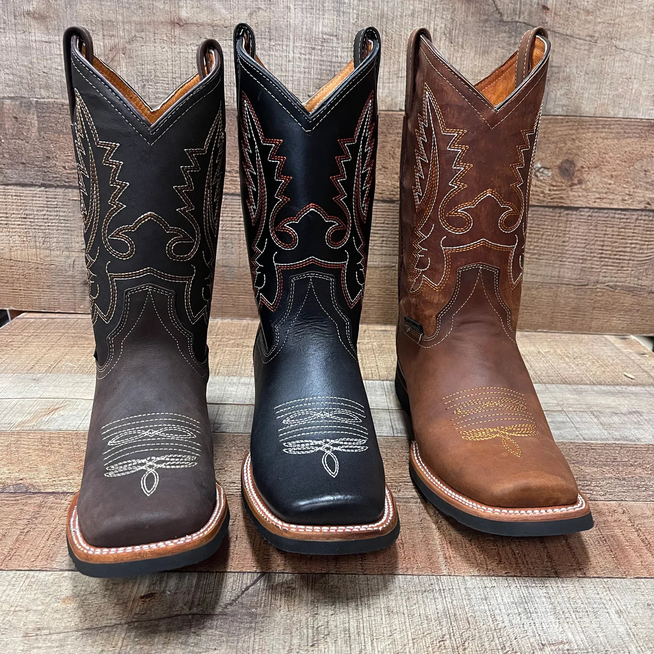 Men's Western Rodeo Cowboy Genuine Leather Boots Square Toe Est. 387 Tan