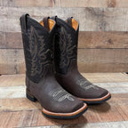 Men's Western Rodeo Cowboy Genuine Leather Boots Square Toe Est. 387 Brown