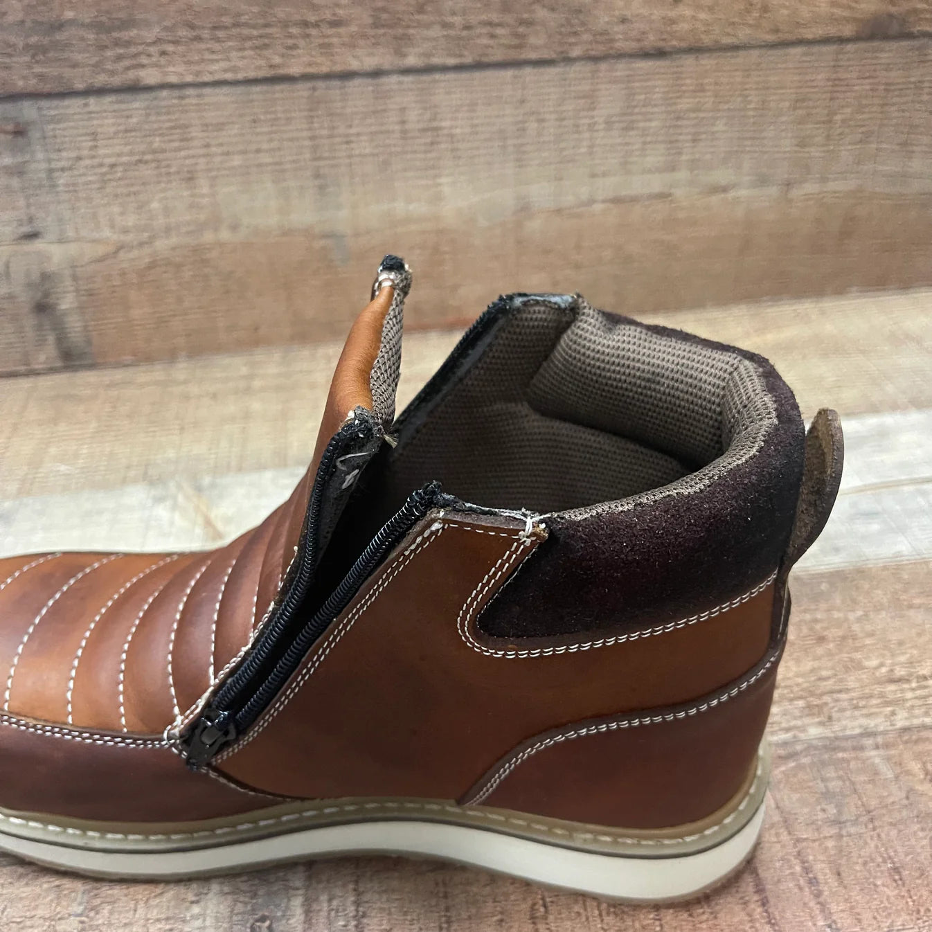 Men's Light Weight Steel Toe Double Density Sole Zipper Work Boot Oil and Water Resistant Est. 337