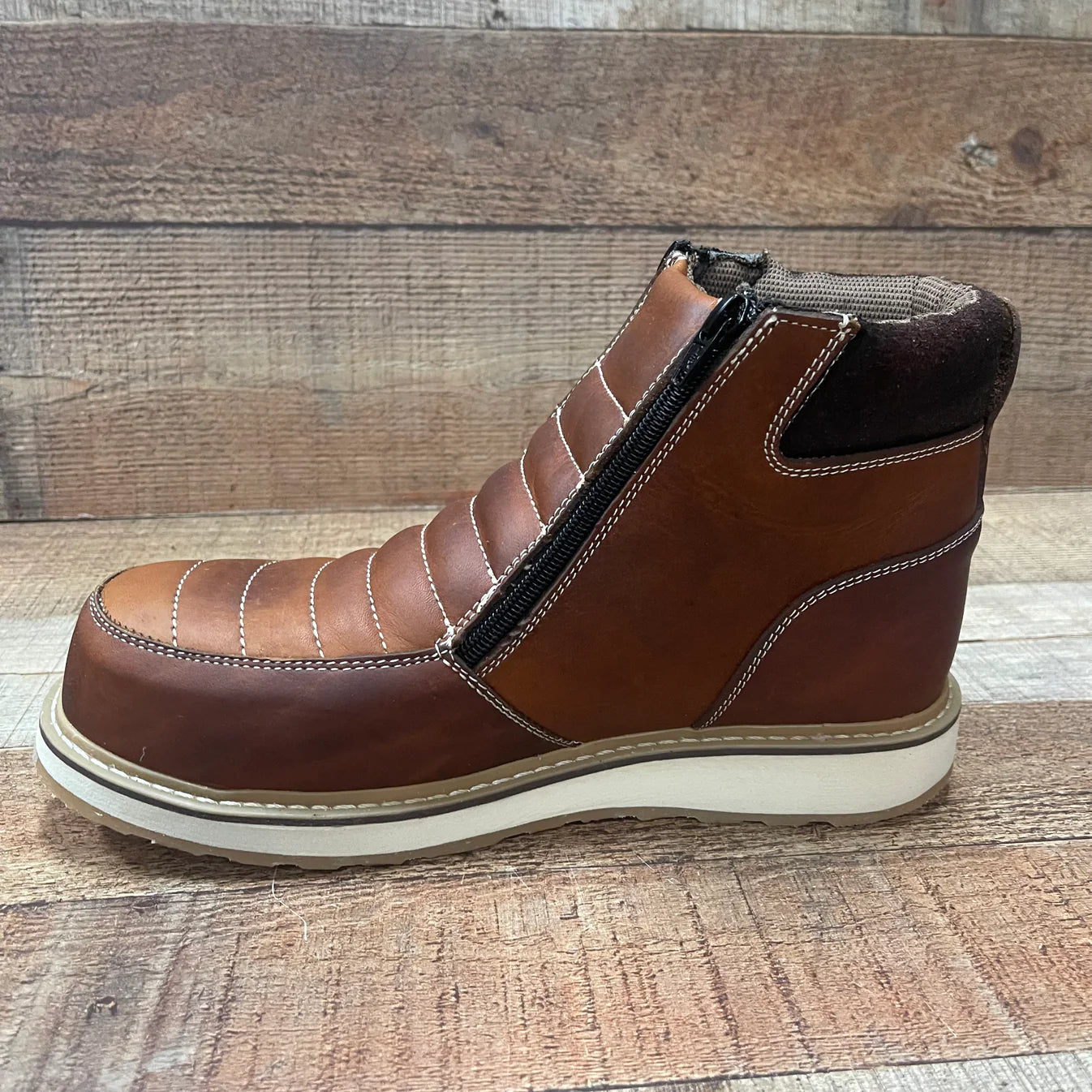 Men's Light Weight Steel Toe Double Density Sole Zipper Work Boot Oil and Water Resistant Est. 337