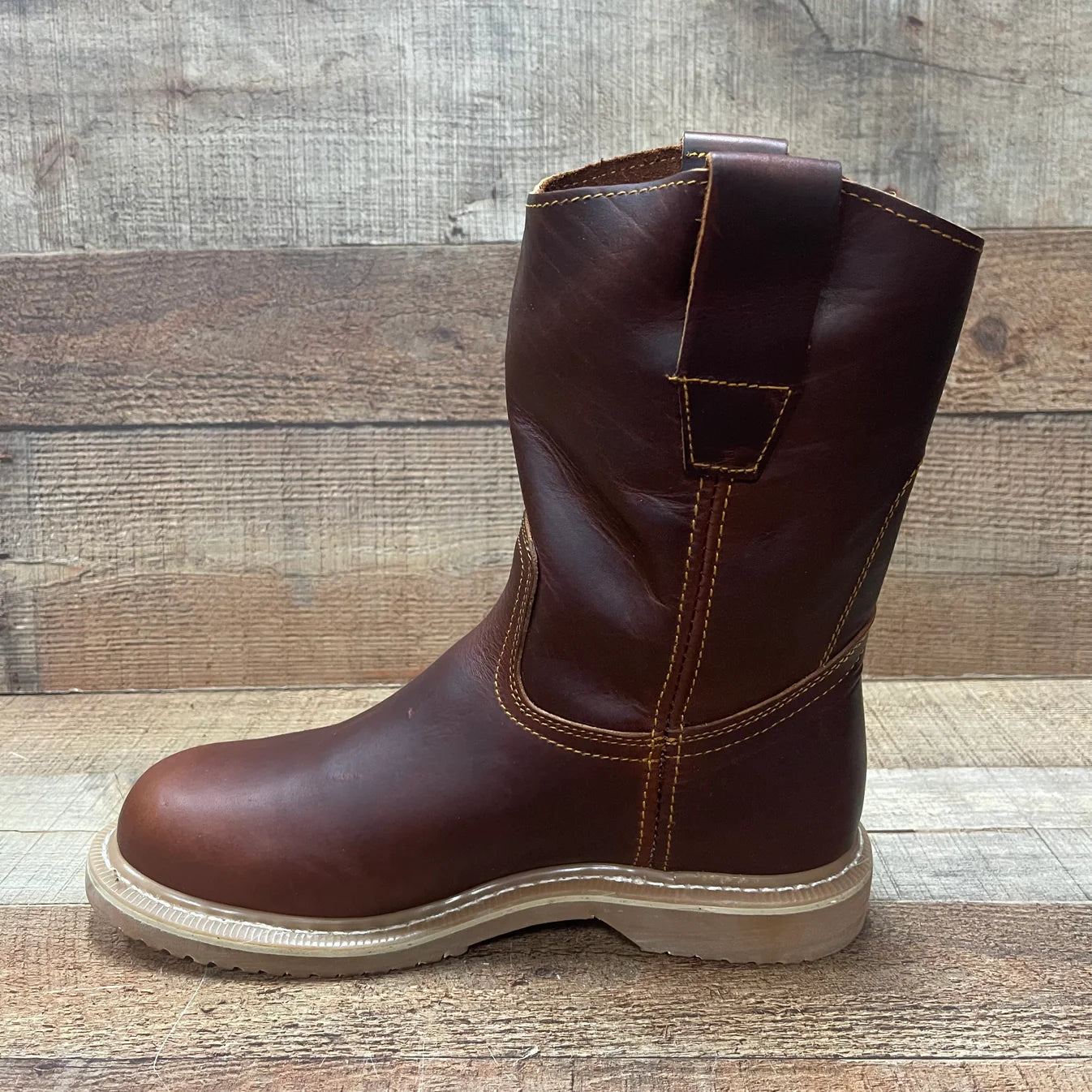 Men's Work Boots Light Pull On Genuine Leather Resistant Round Toe Durable Est. 104/105