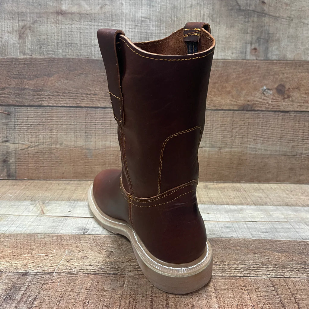 Men's Work Boots Light Pull On Genuine Leather Resistant Round Toe Durable Est. 104/105