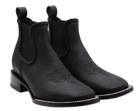 Women´s Silverton Ellie All Leather Wide Square Toe Short Boots-Black