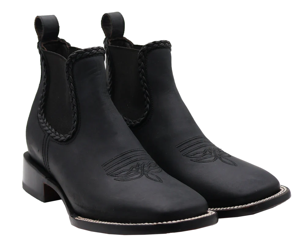 Women´s Silverton Ellie All Leather Wide Square Toe Short Boots-Black