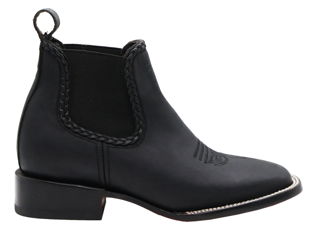 Women´s Silverton Ellie All Leather Wide Square Toe Short Boots-Black