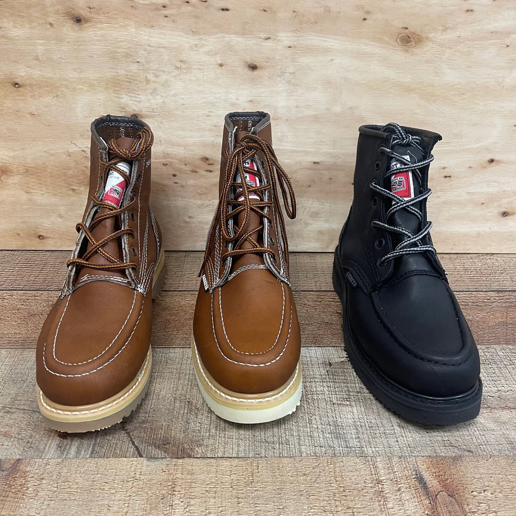 Men's Work Boots Genuine Leather Oil Water Resistant Strong and Light Weight Soles Est. 250 Black