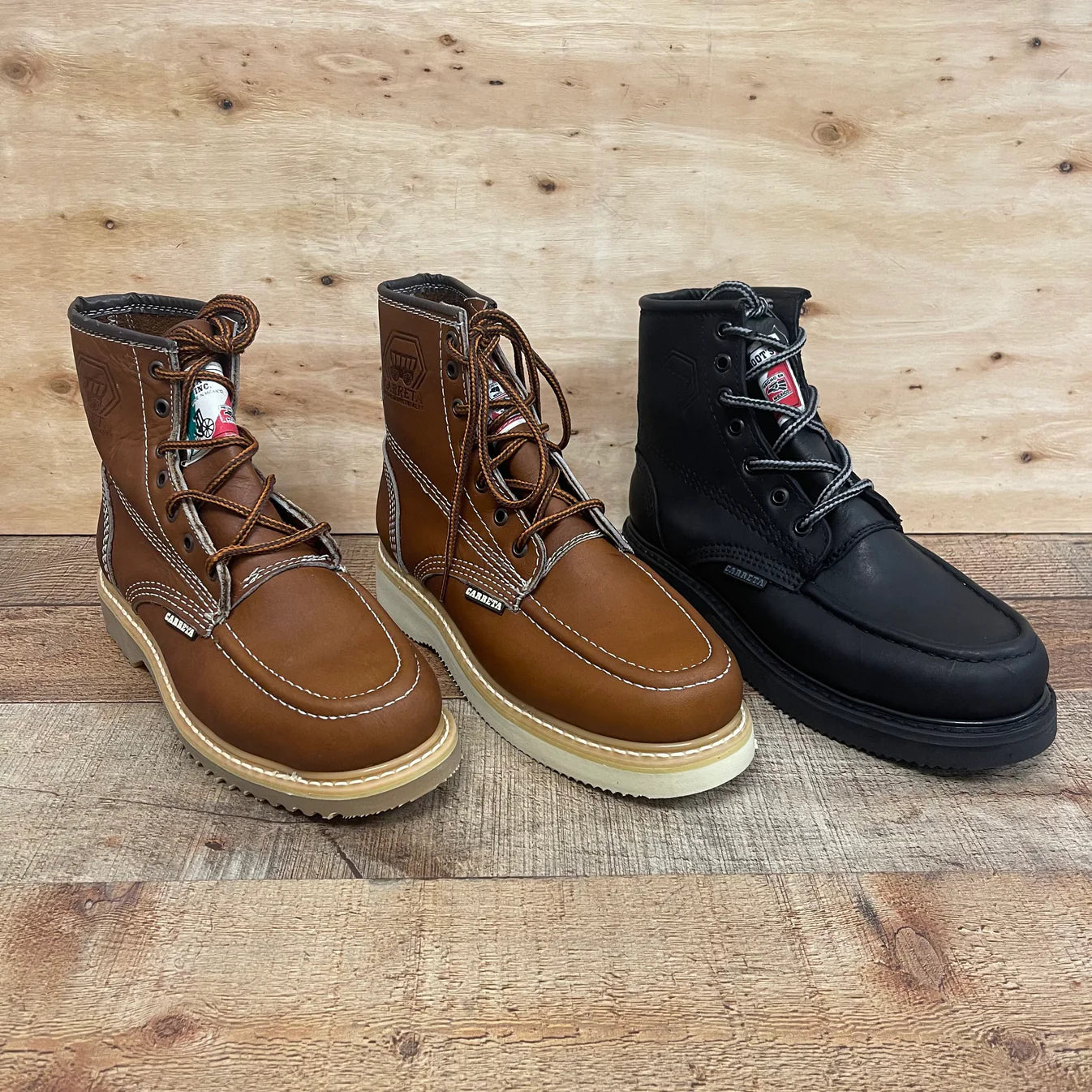 Men's Work Boots Genuine Leather Oil Water Resistant Strong and Light Weight Soles Est. 250 Black