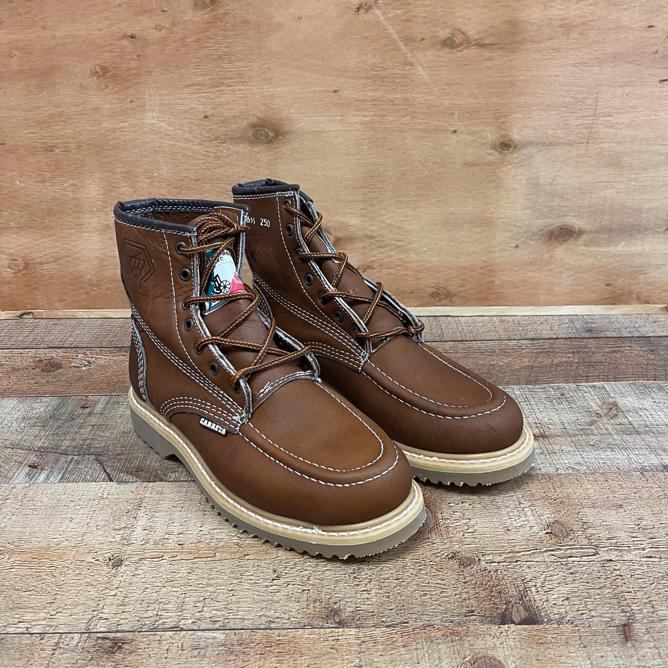 Men's Work Boots Genuine Leather Oil Water Resistant Strong and Light Weight Soles Est. 250 Gold Brazon Sole