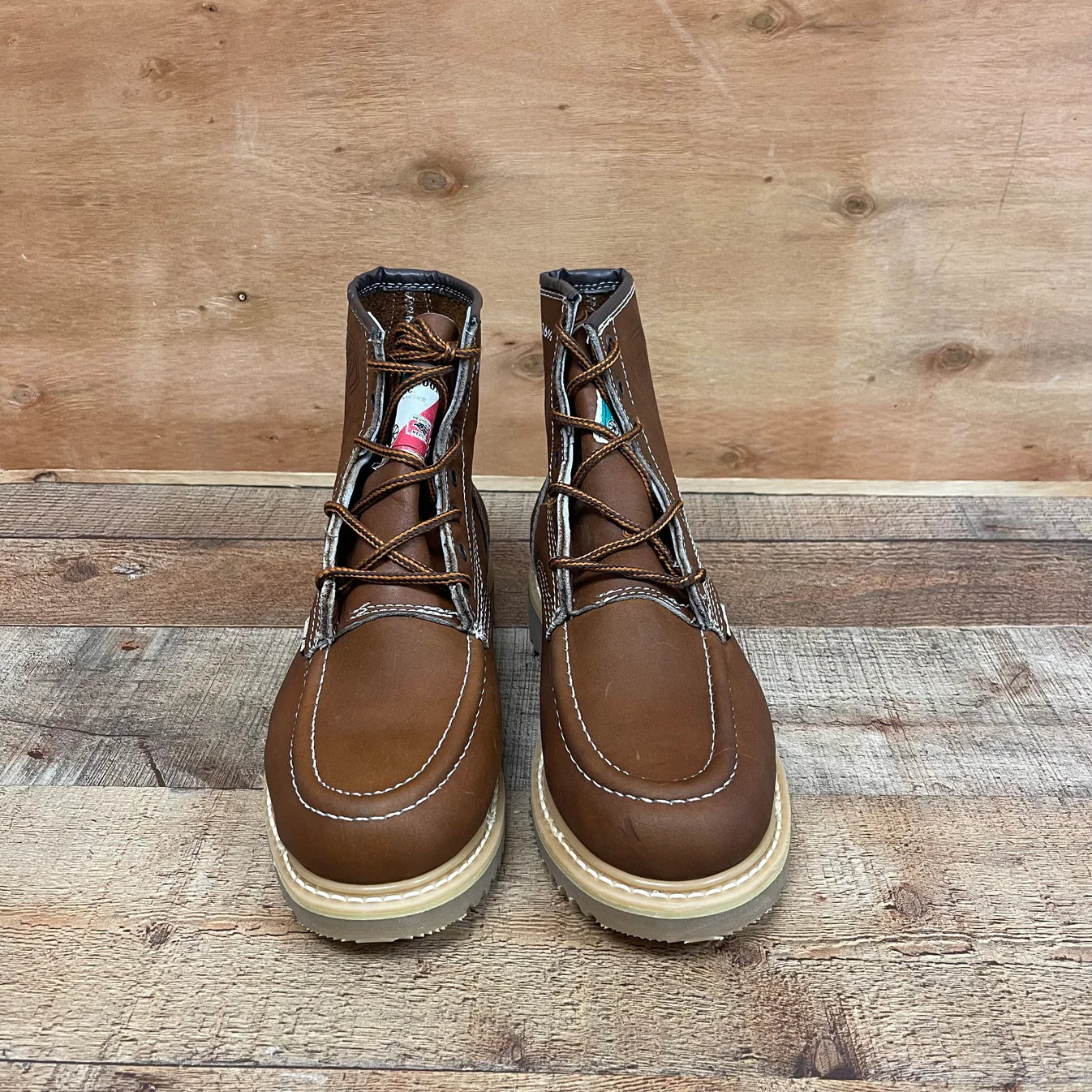 Men's Work Boots Genuine Leather Oil Water Resistant Strong and Light Weight Soles Est. 250 Gold Brazon Sole